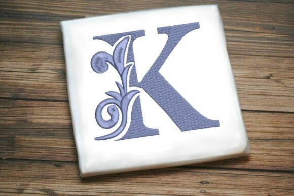 Flourished Leaf Monogram K: A Sophisticated Touch for Holiday Embroidery